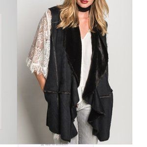 Muche et Muchette Diago Vest Black Vegan Suede Fur